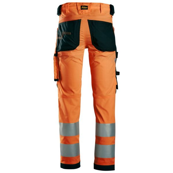 6343 Pantalones largos de trabajo elásticos de alta visibilidad clase 2 naranja-negro talla 48