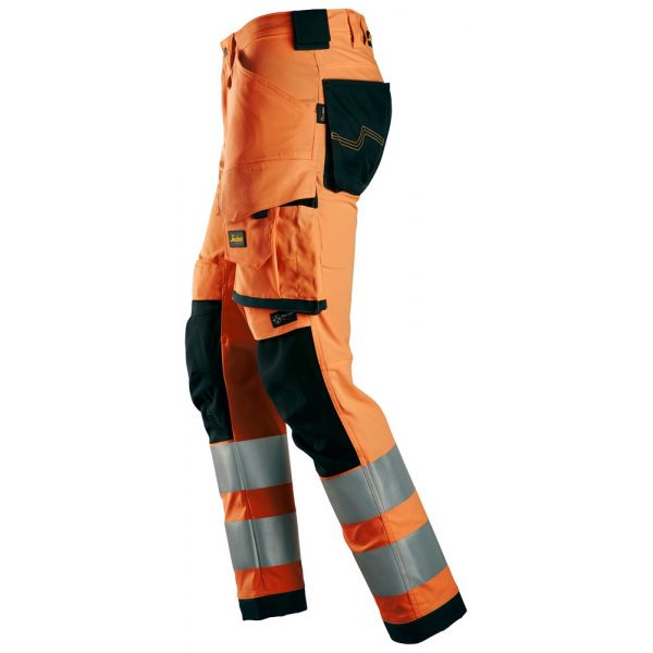 6343 Pantalones largos de trabajo elásticos de alta visibilidad clase 2 naranja-negro talla 158