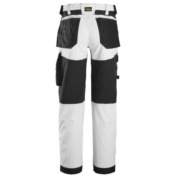 6351 Pantalones largos de trabajo elásticos de ajuste holgado AllroundWork blanco-negro talla 154