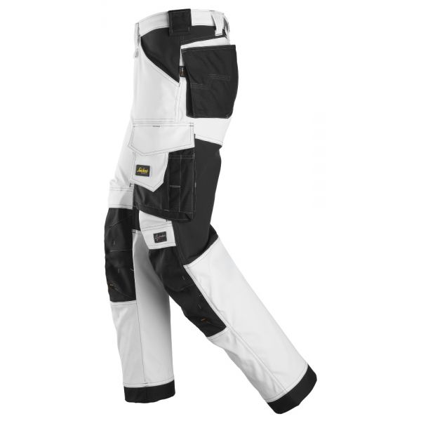 6351 Pantalones largos de trabajo elásticos de ajuste holgado AllroundWork blanco-negro talla 108