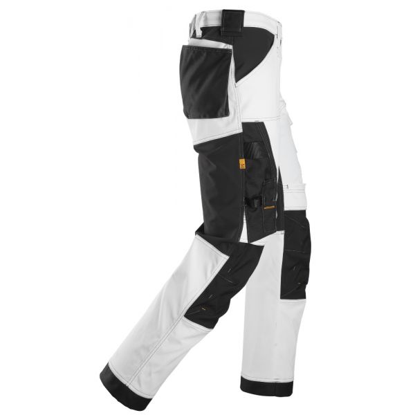 6351 Pantalones largos de trabajo elásticos de ajuste holgado AllroundWork blanco-negro talla 158