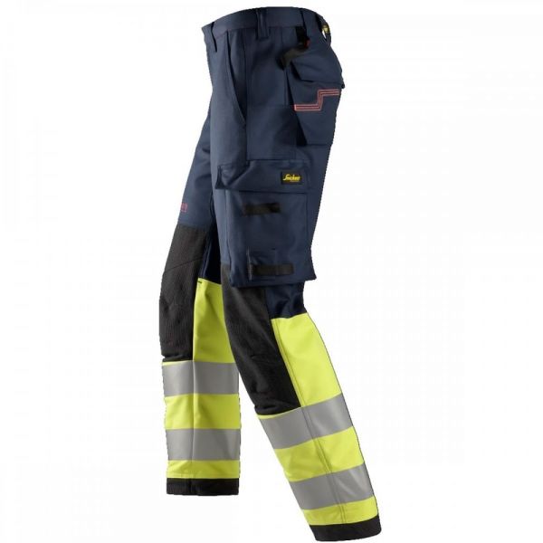 6363 Pantalones largos de trabajo de alta visibilidad clase 1 ProtecWork azul marino-amarillo talla