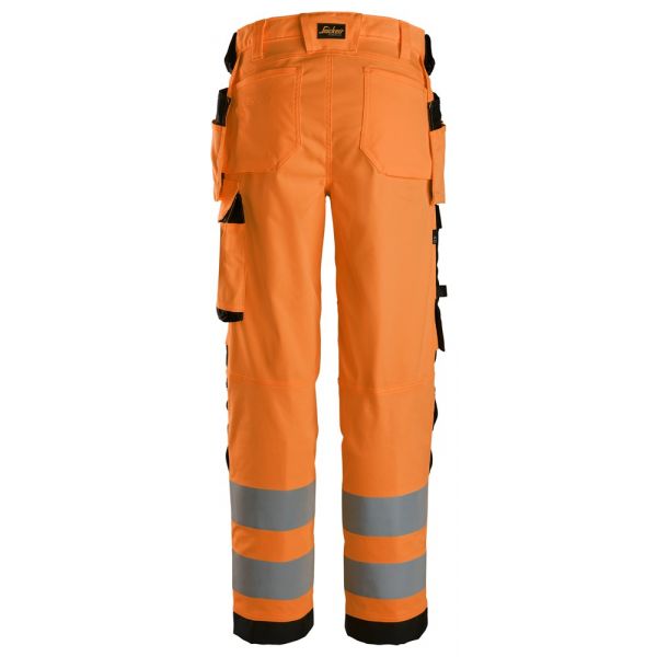 6743 Pantalones largos de trabajo elásticos de alta visibilidad clase 2 para mujer con bolsillos flo