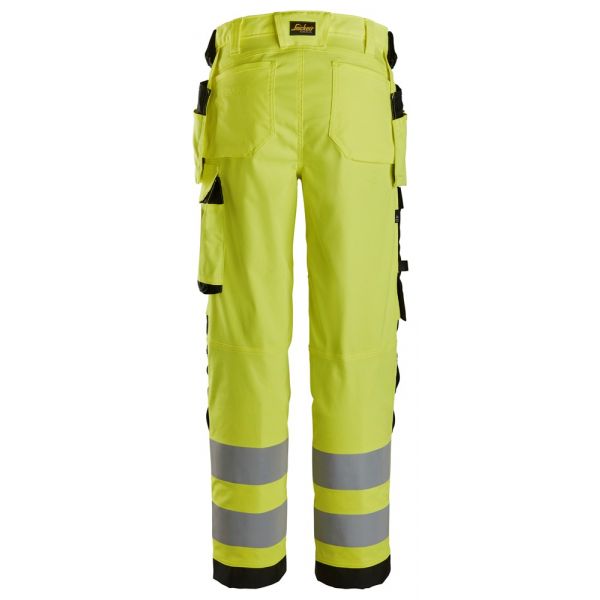 6743 Pantalones largos de trabajo elásticos de alta visibilidad clase 2 para mujer con bolsillos flo