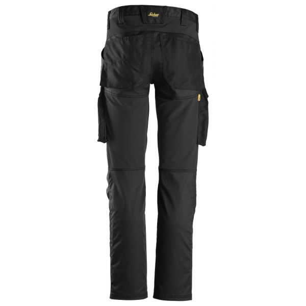 6803 Pantalones largos de trabajo elásticos sin bolsillos para las rodilleras AllroundWork negro tal