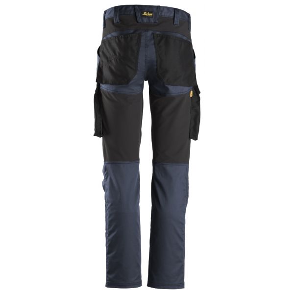 6803 Pantalones largos de trabajo elásticos sin bolsillos para las rodilleras AllroundWork azul mari