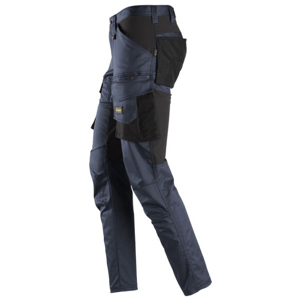 6803 Pantalones largos de trabajo elásticos sin bolsillos para las rodilleras AllroundWork azul mari