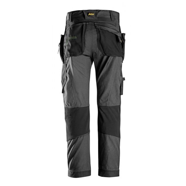 6902 Pantalones largos de trabajo con bolsillos flotantes FlexiWork gris acero-negro talla 100