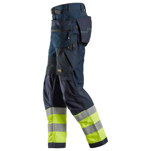 6931 Pantalones largos de trabajo de alta visibilidad clase 1 con bolsillos flotantes FlexiWork azul