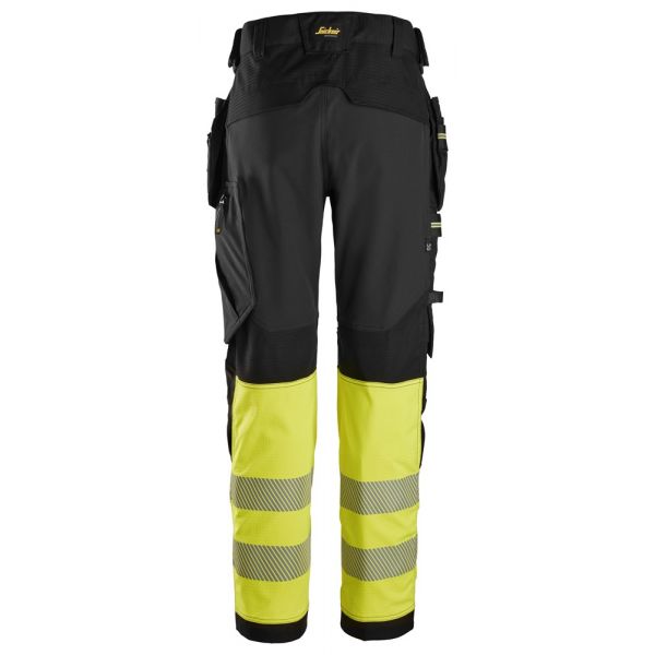 6934 Pantalones largos de trabajo elásticos de alta visibilidad clase 1 con bolsillos flotantes negr