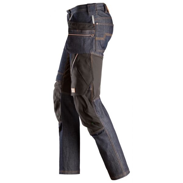 6955 Pantalones largos de trabajo vaqueros con bolsillos flotantes FlexiWork vaquero-negro talla 150
