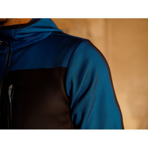 8044 Sudadera con capucha capa intermedia y cremallera completa Flexiwork azul verdadero-negro talla