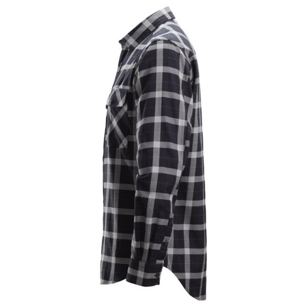 Camisa franela a cuadros manga larga negro-gris talla XS