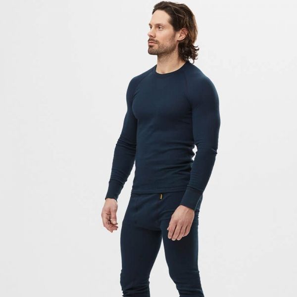 9445 Conjunto de camiseta manga larga y calzoncillo largo finos AllroundWork azul marino talla S