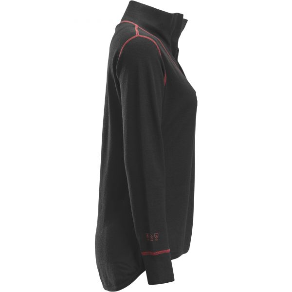 9476 Camisa de manga larga de lana con media cremallera para mujer ProtecWork negro talla XS