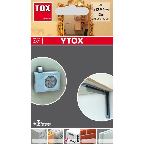 Blíster de 2 tacos para hormigón poroso GB YTOX, 12 x 60 mm