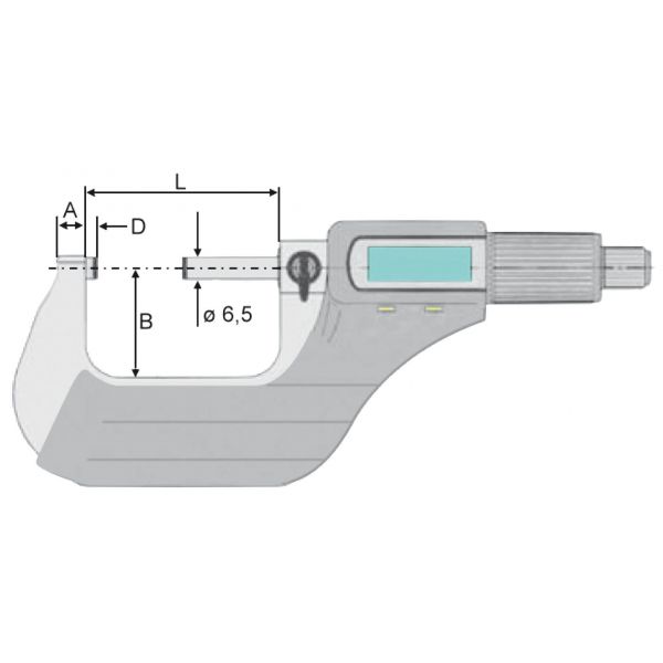 Micrómetro electrónico digital DIN 863, IP40, Capacidad 0:25 mm