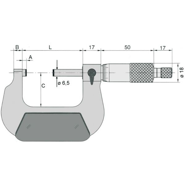 Micrómetro de exteriores DIN 863, Capacidad 50-75 mm