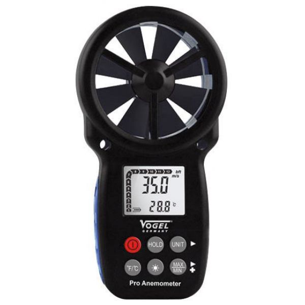 Anemómetro electrónico digital (Medidor velocidad viento), 0,3 ~ 45 m/s, Lectura 0,1 m/s