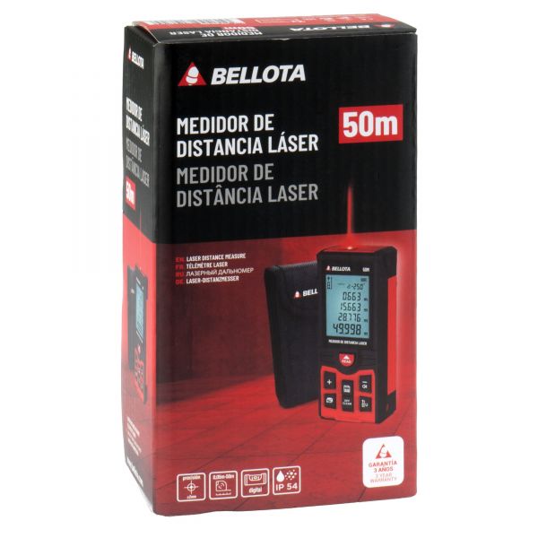 Medidor láser 50 m con nivel digital para trabajos de medición y cálculo de presupuestos / MED50