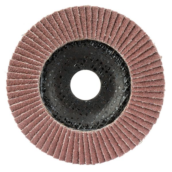 Disco de láminas base cóncava de fibra de vidrio para desbaste madera-metal, grano A 80 y Ø 115 / 50
