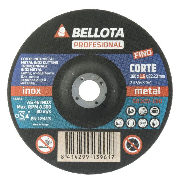 Disco abrasivo profesional fino para corte inox-metal,  espesor 1,9 mm y Ø 230 mm / 50320230