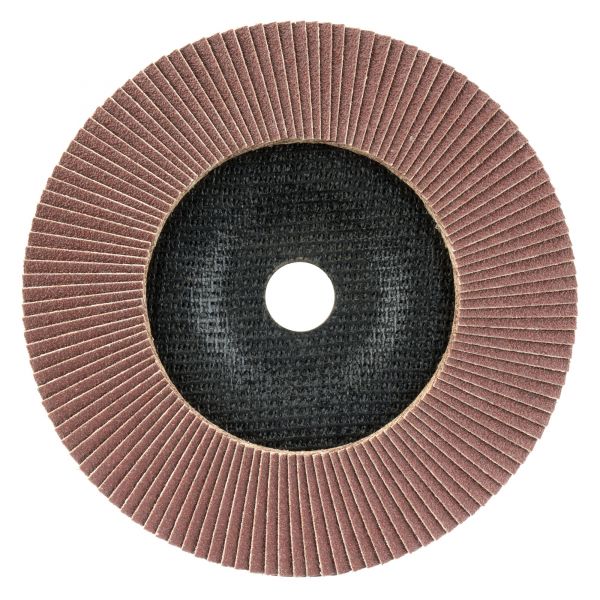 Disco de láminas base cóncava de fibra de vidrio para desbaste madera-metal, grano A 40 y Ø 180 / 50