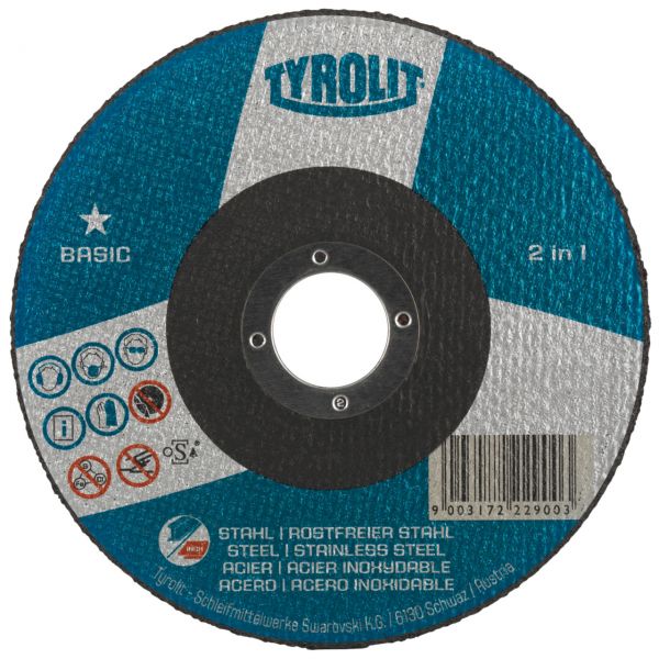 Tyrolit Discos de corte 2in1 para acero y acero inoxidable 115 x 2,5  41C 115x2,5x22,23 A30Q-BF