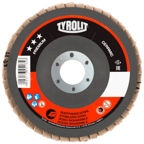 Tyrolit Discos de láminas CERAMIC para acero inoxidable 125  28ELA 125x22,23 CA80R-B
