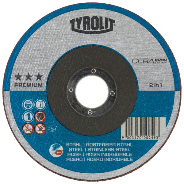 Tyrolit Discos de corte CERABOND para acero y acero inoxidable 115 x 1,0  41F 115x1x22,23 CA60Q-BFKA