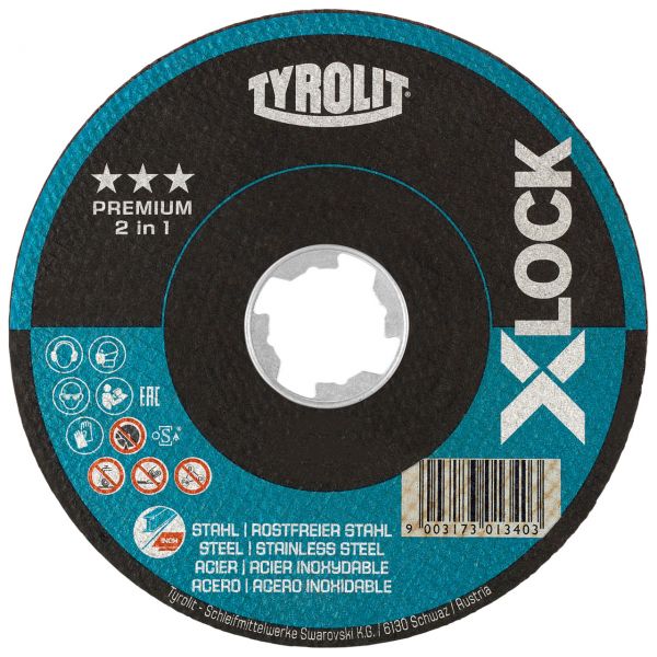 Tyrolit Discos de corte *** X-LOCK para acero y acero inoxidable 115 x 1,0  41F 115x1x22,23/XL A60Q-