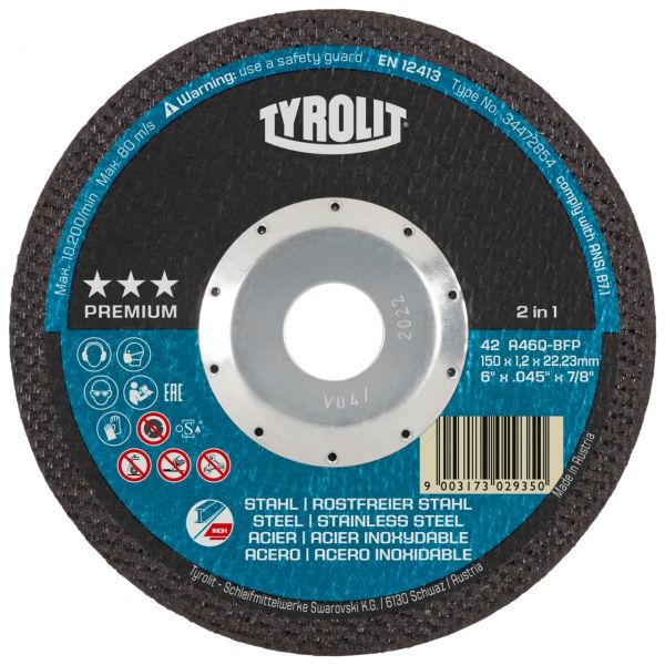 Tyrolit discos de corte  42F 150x1,2x22,23 A46Q-BFP